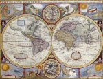 001 Carta geografica antica - Planisfero storico del 600 cm 100x70